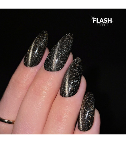 Top Coat No Wipe Flash Cat Eye Gold 10g | Slowianka Nails